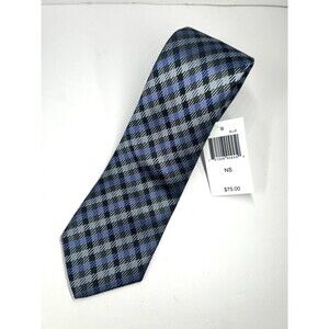 Allen Edmonds Men's Necktie Blue And Black Striped 100% Silk USA NWT MSRP $75